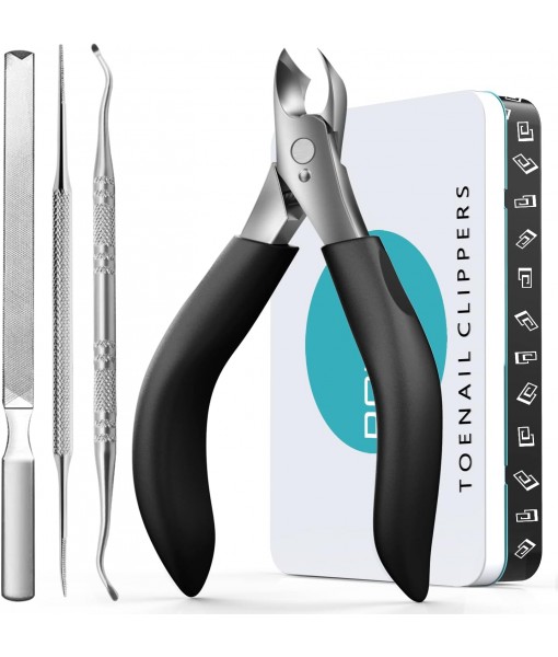Toenail Clippers for Thick Nails - Nail Clippers Set for Men.Heavy Duty Professional Thick & Ingrown Toe Nail Clipper, Large Toenail Scissors for Elderly/Mens/Women,Long Handle Safety RONAVO(Black)
