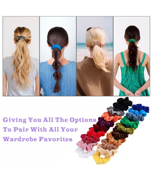 ONLY US :Scrunchies for Hair Velvet - 20 Pcs